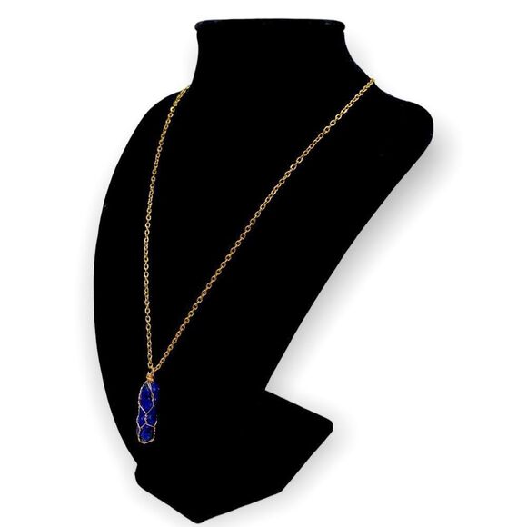 NWT Wool + Pepper Co. Lapis Lazuli Crystal Necklace - Anti Depression - Picture 2 of 5
